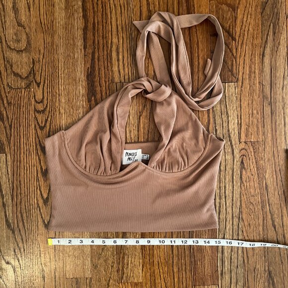 Princess Polly Alicia Women's Brown halter crop top EUC size 10 - Picture 3 of 6